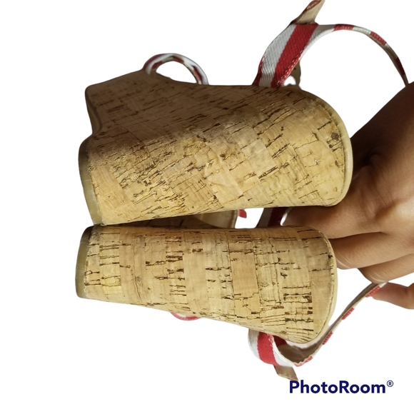 RED GINGHAM Wedge Sandals w/KNOT - Picture 5 of 9